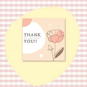 New 50 pack Cartoon Floral Square Thank You Cards